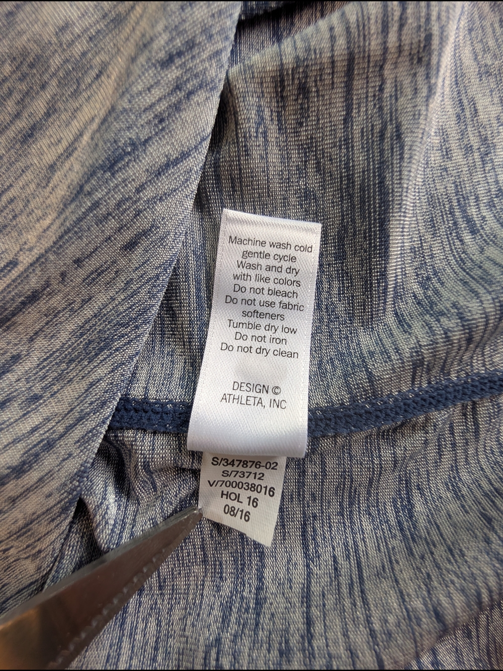 Athleta Blue Space Dye Shirt Womens L Side Split Mesh Back Activewear Casual Top - Picture 6 of 9